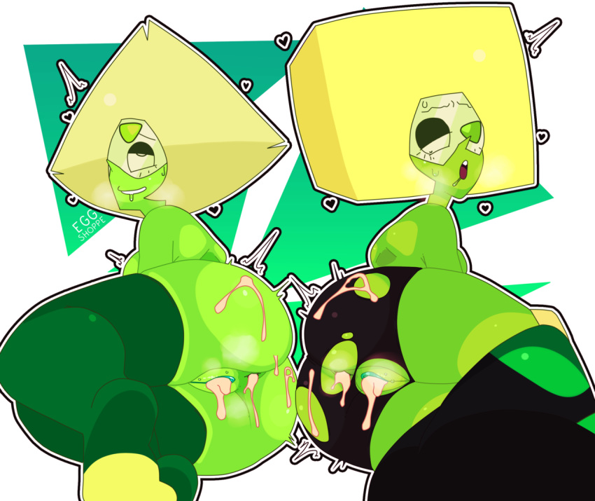 anus ass cum cum_in_ass cum_in_pussy cum_inside eggshoppe female female_only gem gem_(species) limb_enhancers peridot_(gem) peridot_(steven_universe) pussy saliva squaridot_(steven_universe) steven_universe