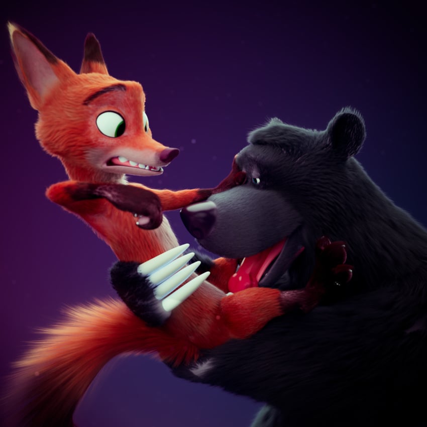 1:1 3d animal_genitalia animal_penis anthro anthro_on_anthro baloo canid canine canine_penis conditional_dnp digital_media_(artwork) disney duo forced fox gay genitals hi_res knot male male/male male_only mammal nick_wilde oral penis scimunk sucking the_jungle_book ursid yaoi zootopia