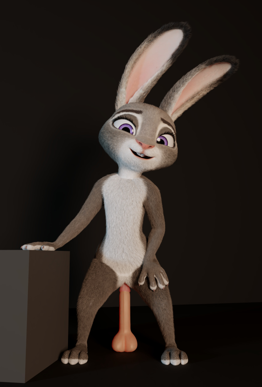 1girls 3d anthro buckteeth bunny bunny_ears bunny_girl bunny_tail chickenass cute dildo disney eyelashes female flat_chest fur furry genitals grey_fur hi_res judy_hopps lagomorph leporid looking_at_viewer mammal masturbation multicolored_ears nude penis petite policewoman purple_eyes pussy_training rabbit sex_toy smaller_female two_tone_fur vaginal_penetration white_fur zootopia