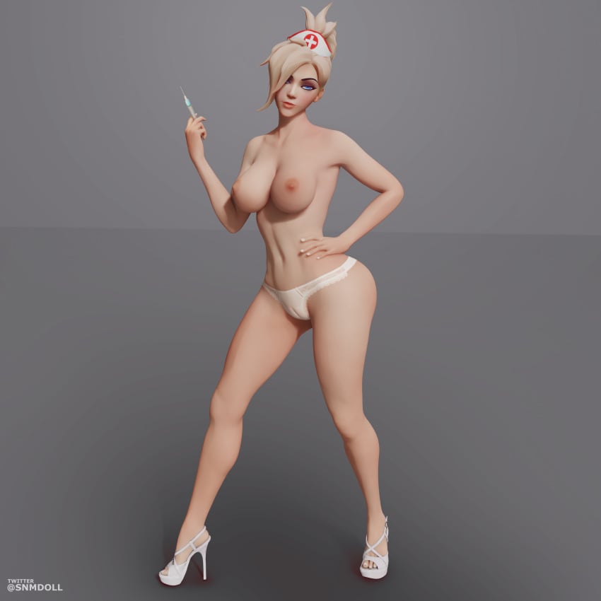 3d cameltoe heels high_heels lingerie mercy nurse nurse_cap nurse_hat overwatch panties snmdoll