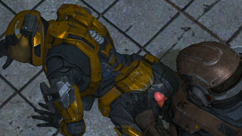 after_sex ass_grab cum_inside cum_on_ass female halo_(series) halo_reach male on_stomach penis_grab spartan spartan_(halo) straight_sex