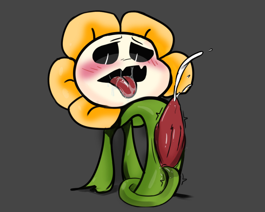 1boy 5:4 black_sclera bodily_fluids cum drooling edit flora flora_fauna flower flowey_the_flower game_(disambiguation) genital_fluids male male_only masturbation penis plant saliva skeles slit solo source_request squishyboiedits tongue tongue_out undertale video_games young