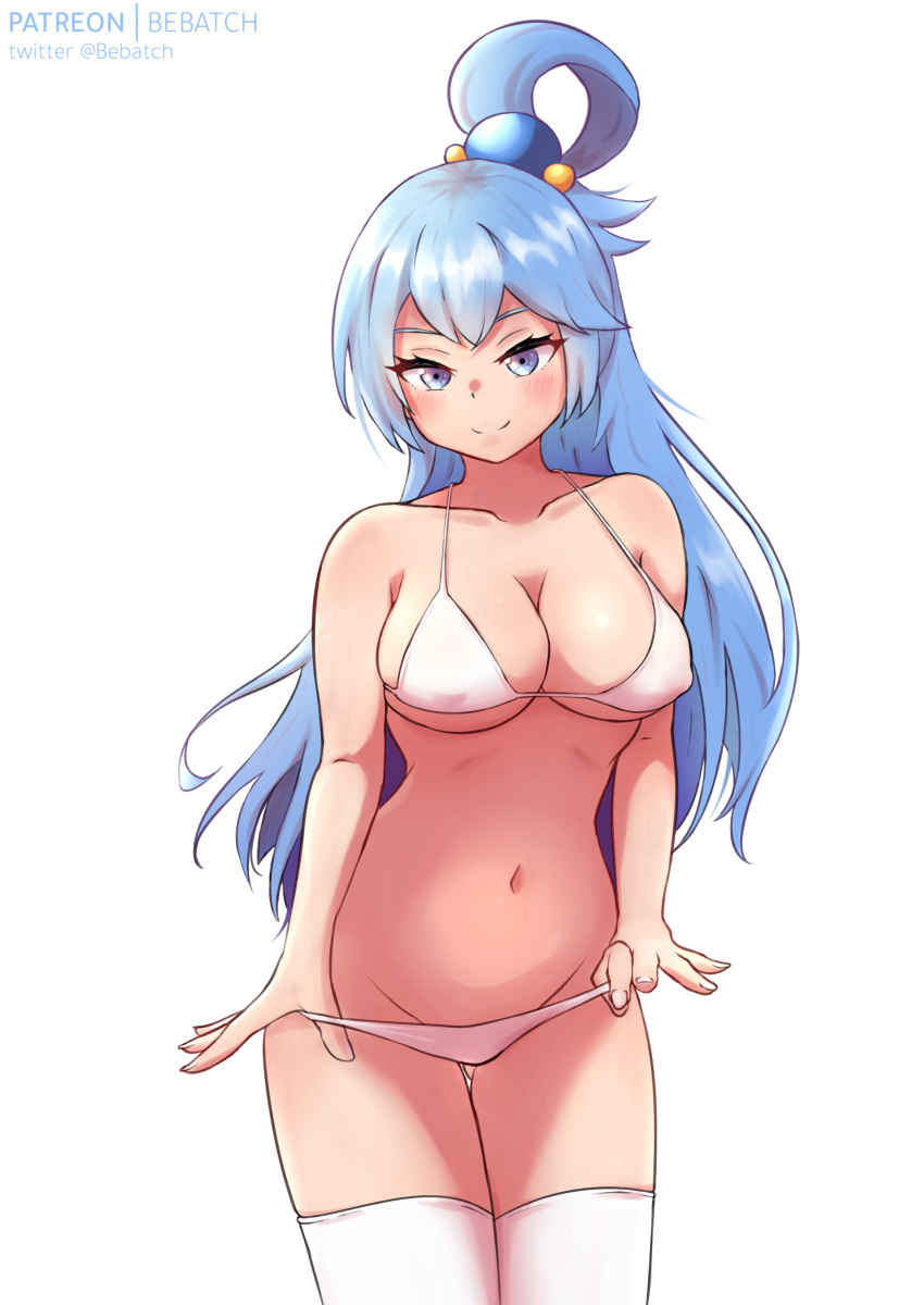 aqua_(konosuba) bebatch bikini blue_eyes blue_hair kono_subarashii_sekai_ni_shukufuku_wo! looking_at_viewer swimsuit