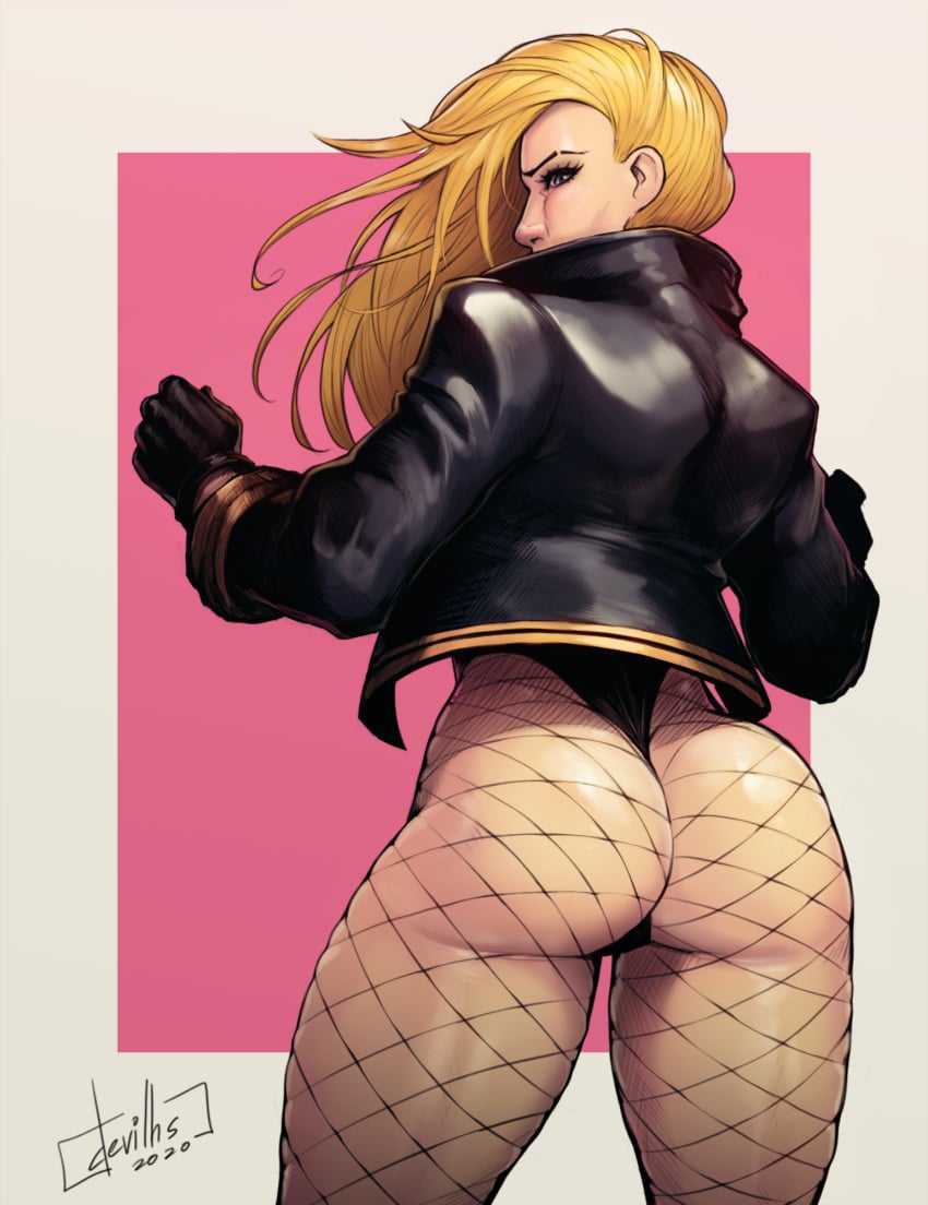 1girls 2020 action_pose ass athletic back_view big_ass big_butt black_bodysuit black_canary black_jacket blonde blonde_hair blue_eyes bodysuit bubble_ass bubble_butt busty butt clothed clothing dat_ass dated dc dc_comics devil_hs dinah_lance eyebrows eyelashes female female_only fishnet fishnet_bodysuit fishnet_legwear fishnet_pantyhose fishnets gloves green_arrow_(series) hair hourglass_figure human human_only jacket leather_jacket leotard light-skinned_male light_skin long_hair looking_at_viewer looking_back pink_background pinup pixiv pose posing rear_view solo solo_female solo_focus standing thick thick_ass thick_thighs thong_leotard toned toned_female watermark white_background wide_hips