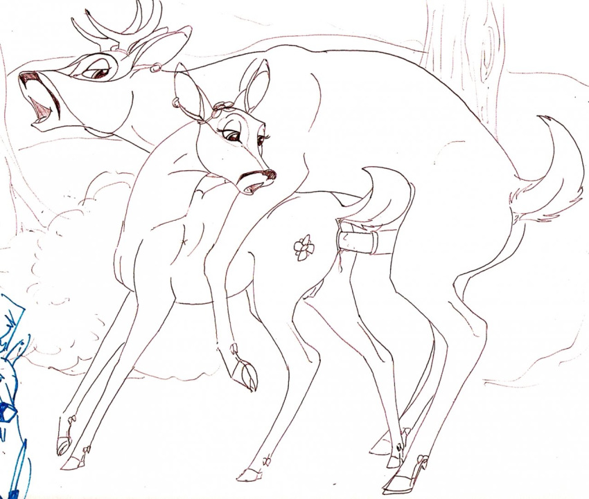 bambi_(character) bambi_(film) deer disney faline klaus_doberman monochrome penis sketch tagme zoophilia