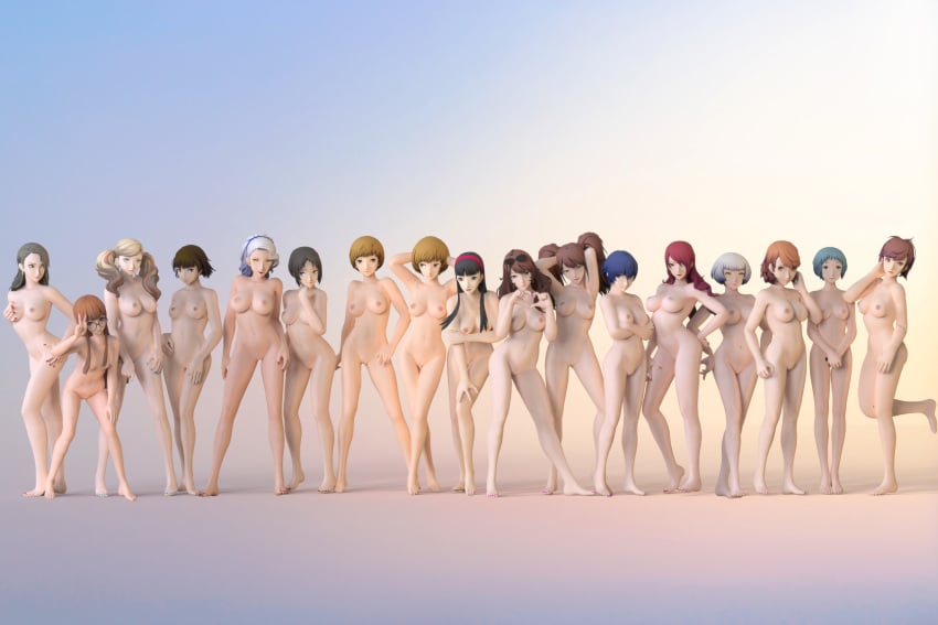 17girls 2020 3d 6+girls amagi_yukiko ann_takamaki atlus black_hair blonde_hair blue_hair blue_toenails boobs breasts brown_hair casual completely_naked completely_nude elizabeth_(persona) empress_arcana everyone female female_focus female_only female_protagonist_(persona_3) fuuka_yamagishi grey_hair group hi_res human investigation_team kotone_shiomi kujikawa_rise light-skinned_female light_skin lineup long_hair lovers_arcana makoto_niijima margaret_(persona) marie_(persona_4) megami_tensei mitsuru_kirijo multiple_girls myrotep nail_polish naked naked_females nipples no_clothes nude pale-skinned_female pale_skin peace_sign persona persona_3 persona_3_portable persona_4 persona_4_the_golden persona_5 phantom_thieves pose pussy sae_niijima sakura_futaba satonaka_chie sees shirogane_naoto short_hair silver_hair small_breasts standing teal_hair uncensored vagina white_hair yamagishi_fuuka yukari_takeba