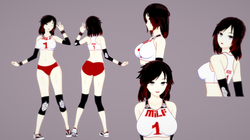 1girls 3d extremesoda gym_uniform koikatsu milf rwby source_request summer_rose