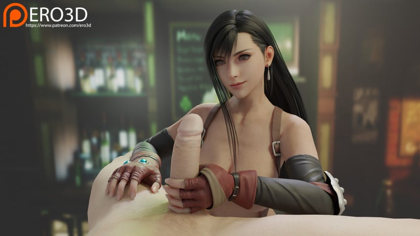 1boy 1boy1girl 1girls 3d ero3d final_fantasy final_fantasy_vii final_fantasy_vii_remake handjob large_penis light-skinned_male pale-skinned_male square_enix tifa_lockhart uncensored