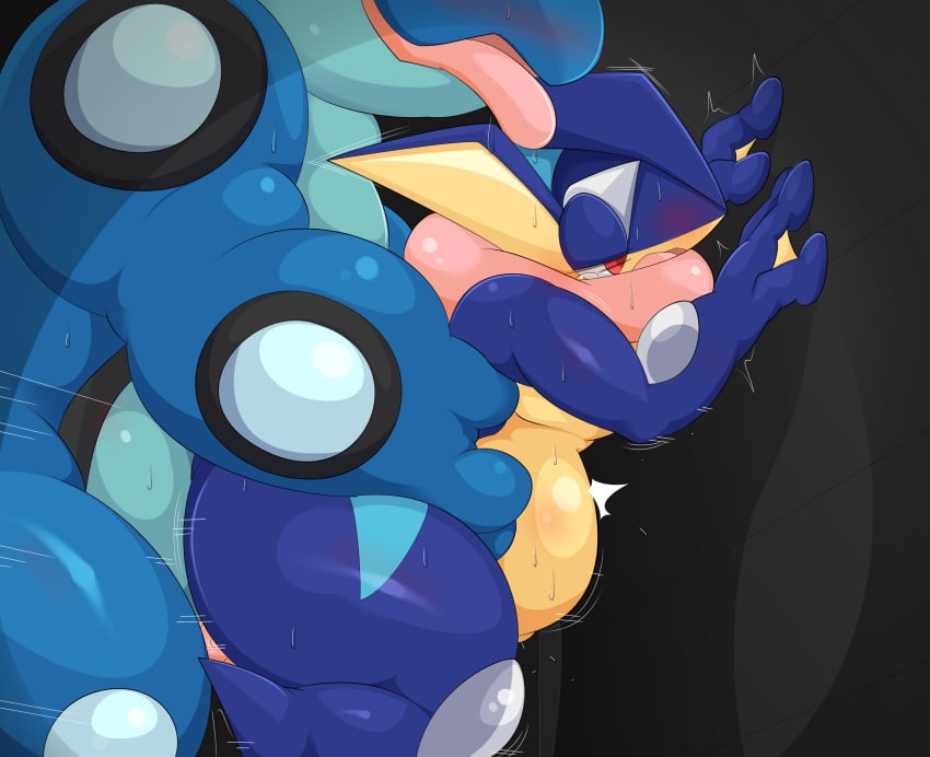 1boy 1girls 2020 against_wall anthro anthrofied ass big_belly blue_skin bodily_fluids breasts cum_inflation cum_inside duo excessive_cum female female_penetrated frog from_behind from_behind_position genital_fluids greninja grey_background half-closed_eyes heavy_breathing hi_res inflation interspecies larger_male long_tongue male male_penetrating nintendo no_nipples nude open_mouth penetration penis pokémon_(species) pokemon pokemon_(species) pokemon_bw pokemon_xy pussy pussy_juice questionable_consent red_eyes seismitoad sex side_view simple_background size_difference smaller_female standing standing_sex stomach_bulge straight sweat tears thick_thighs tongue tongue_out trembling type vaginal_penetration video_games waist_grab wet wide_hips yellow_skin