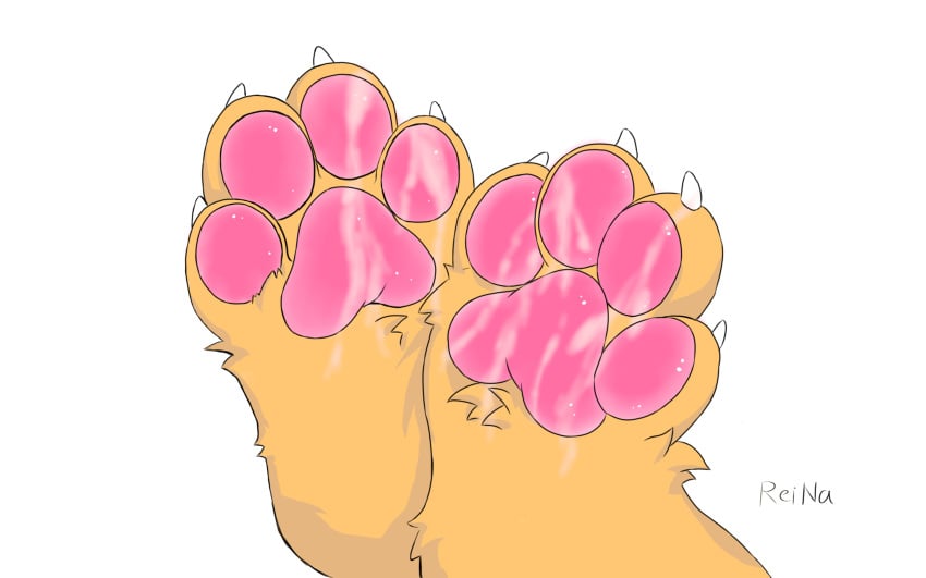 4_toes ambiguous_gender bodily_fluids claws cum cum_on_feet cum_on_pawpads domestic_cat feet felid feline felis feral foot_fetish foot_focus fur genital_fluids hi_res mammal orange_body orange_fur pawpads pawpads_fetish paws reina_(artist) simple_background solo toes