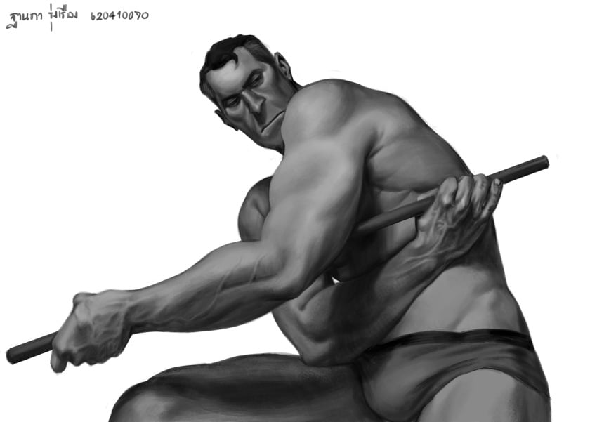 2d anatomically_correct artistic_nude artistic_nudity biceps boxers boxers_(clothing) bulge bulge_through_clothing digital_painting_(artwork) egabbacc erection_under_clothes erection_under_clothing grayscale greyscale male male_focus male_only mature mature_male medic medic_(team_fortress_2) monochrome muscle muscles muscular muscular_arms muscular_male muscular_thighs no_visible_genitalia nonsexual nonsexual_nudity older older_male pinup pinup_pose posing solo solo_focus solo_male tasteful tasteful_nudity team_fortress_2 toned toned_body toned_male underwear_only valve veiny_muscles