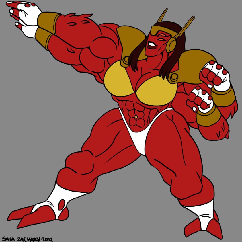 4_arms 4_eyes abs alien alien_girl alien_humanoid ben_10 bikini_armor cartoon_network female female_focus female_only muscular muscular_arms muscular_female muscular_legs muscular_thighs orange_eyes red_body red_skin samyueru tetramand tini tini_(ben_10) warner_bros warner_brothers