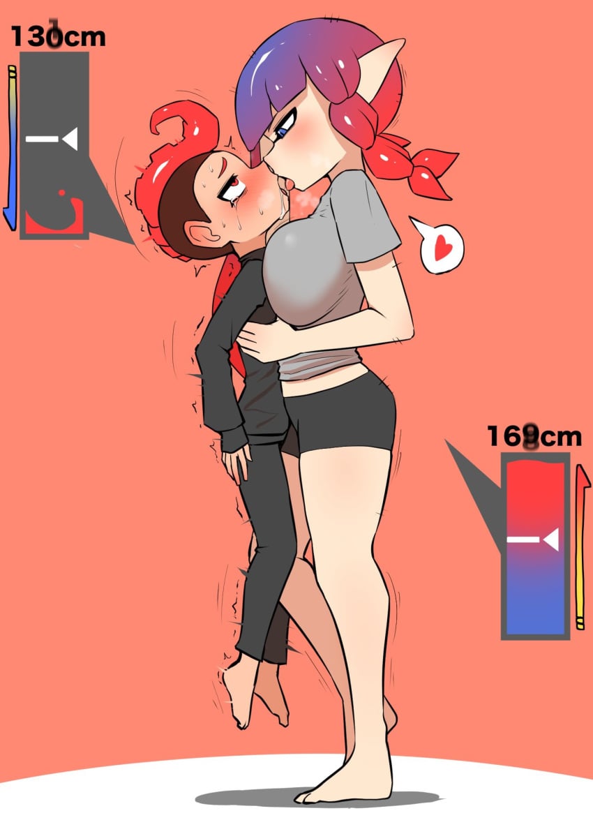 1boy 1boy1girl 2025 alternate_version_available big_breasts blue_eyes blue_hair blush breast_growth breasts drooling eyes_rolling_back female fully_clothed growth height_difference inkling inkling_girl looking_down nobunagapero octoling octoling_boy png saliva saliva_trail simple_background size_difference size_theft smaller_male splatoon splatoon_(series) splatoon_2 splatoon_3 squished_breasts taller_female tears tentacle_hair