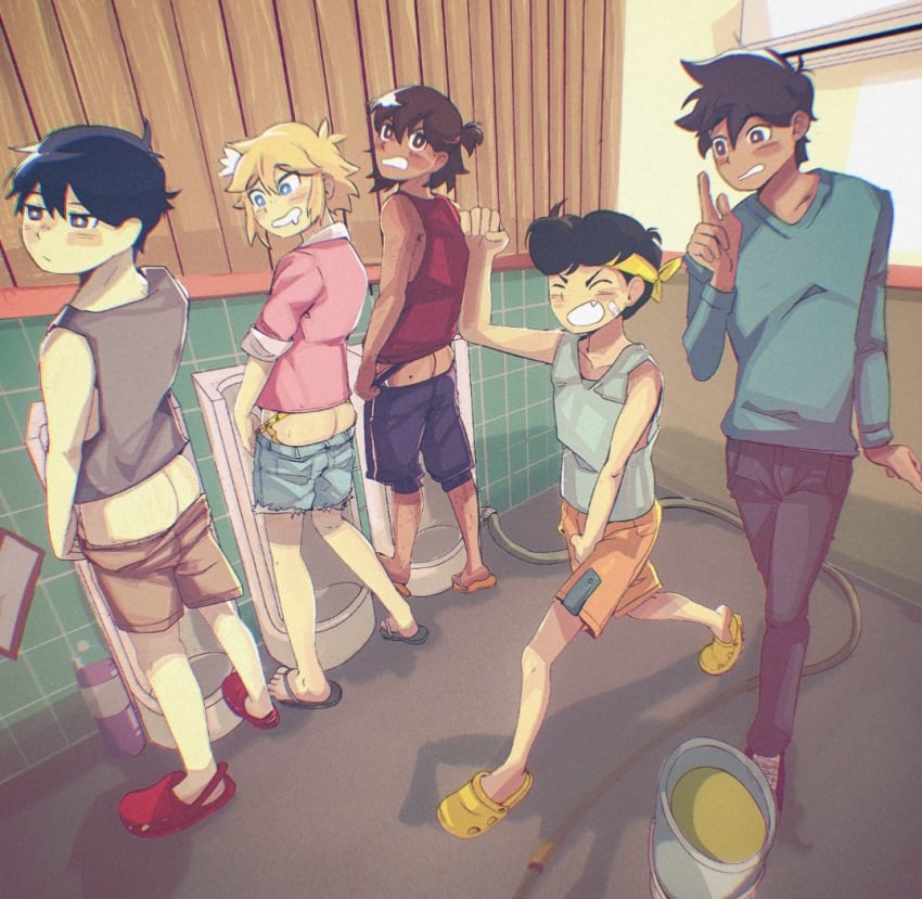 angel_(omori) ass basil_(omori) gay hero_(omori) kel_(omori) likaon male_only omori skinny sunny_(omori) urinal young