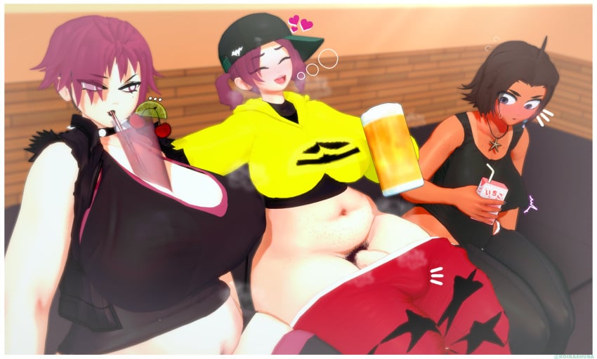 1futa 2girls 3d bbw beer beer_mug chubby chubby_female chubby_futanari dancer_(pokemon_ss) drunk gym_trainer_(hulbury_stadium) koikashura pokemon pokemon_ss pubic_hair pubic_hair_peek tagme tagme_(character) team_yell_grunt_(female)