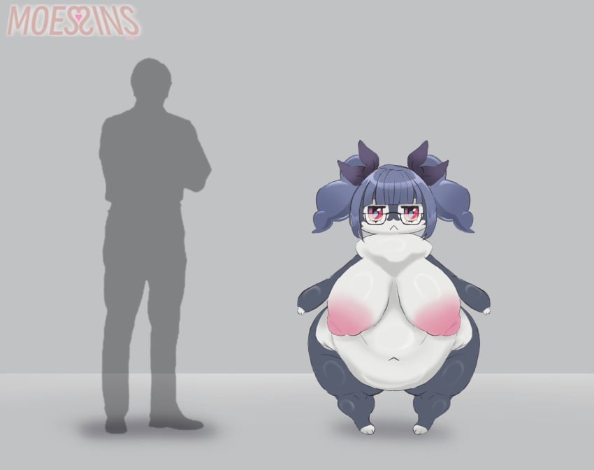 amelia_(moessins) breasts chubby chubby_female game_freak glasses grey_background height_difference indeedee moessins naked naked_female nintendo nipples nude nude_female pokemon pokemon_(species) red_eyes shortstack simple_background size_difference taller_male