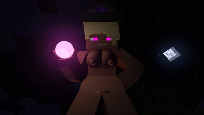 1girls 3d big_ass big_breasts blonde_hair erect_nipples female green_eyes horny_female looking_at_viewer magic maya_(the_redstone_d) mine-imator minecraft night nude open_mouth outdoors purple_eyes short_hair solo solo_female spell tagme the_redstone_d wet_pussy witch witch_hat