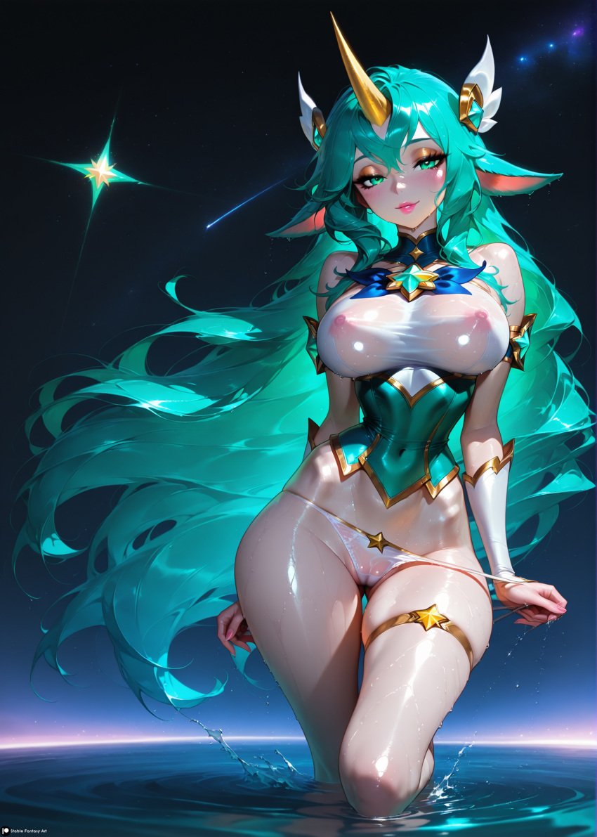 1female 1girls ai_generated ass belly_button big_ass blush blushing_at_viewer boob breasts child_bearing_hips curvy curvy_female curvy_figure fantasy female femdom goat_girl goddess green_eyes green_hair healer horn horny innie_belly_button league_of_legends long_hair looking_at_viewer medium_breasts naked naked_female navel nipples outdoors patreon pussy riot_games sensual sexually_suggestive sexy shiny_skin solo solo_female solo_focus soraka soraka_(league_of_legends) stable_diffusion star_guardian_series star_guardian_soraka stblfantasy suggestive support tattoo thick thick_thighs thighs toned toned_body toned_female transparent_clothing very_long_hair water wet