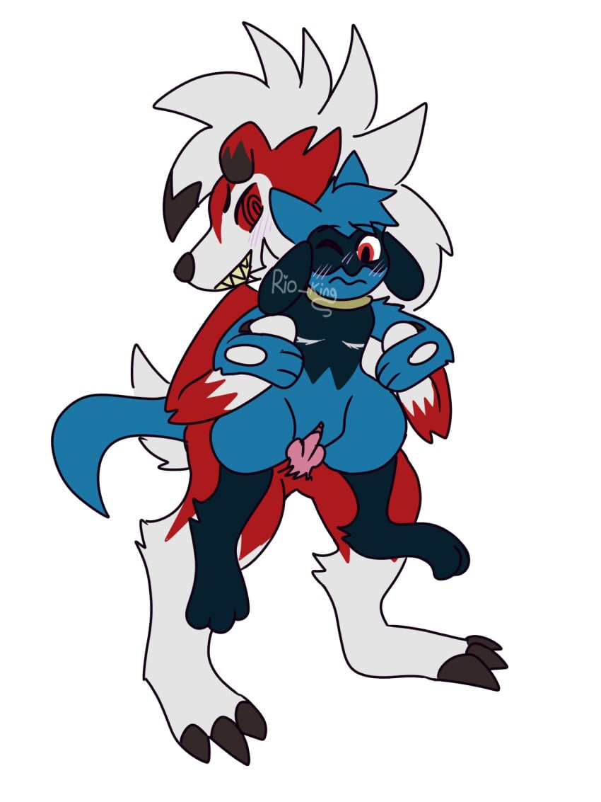 andromorph andromorph/male animal_genitalia anthro cuntboy duo generation_7_pokemon genitals hi_res intersex intersex/male lycanroc male nintendo pokemon pokemon_(species) rio_king