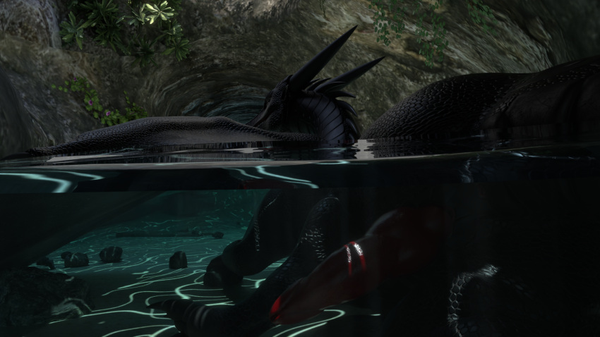 3d big_knot black_body cave davedark digital_media_(artwork) dragon erection feral hi_res knot male muscular muscular_feral mythological_creature mythological_scalie mythology nightwing_(wof) red_knot scalie slit_penis solo solo_focus underwater water wings_of_fire