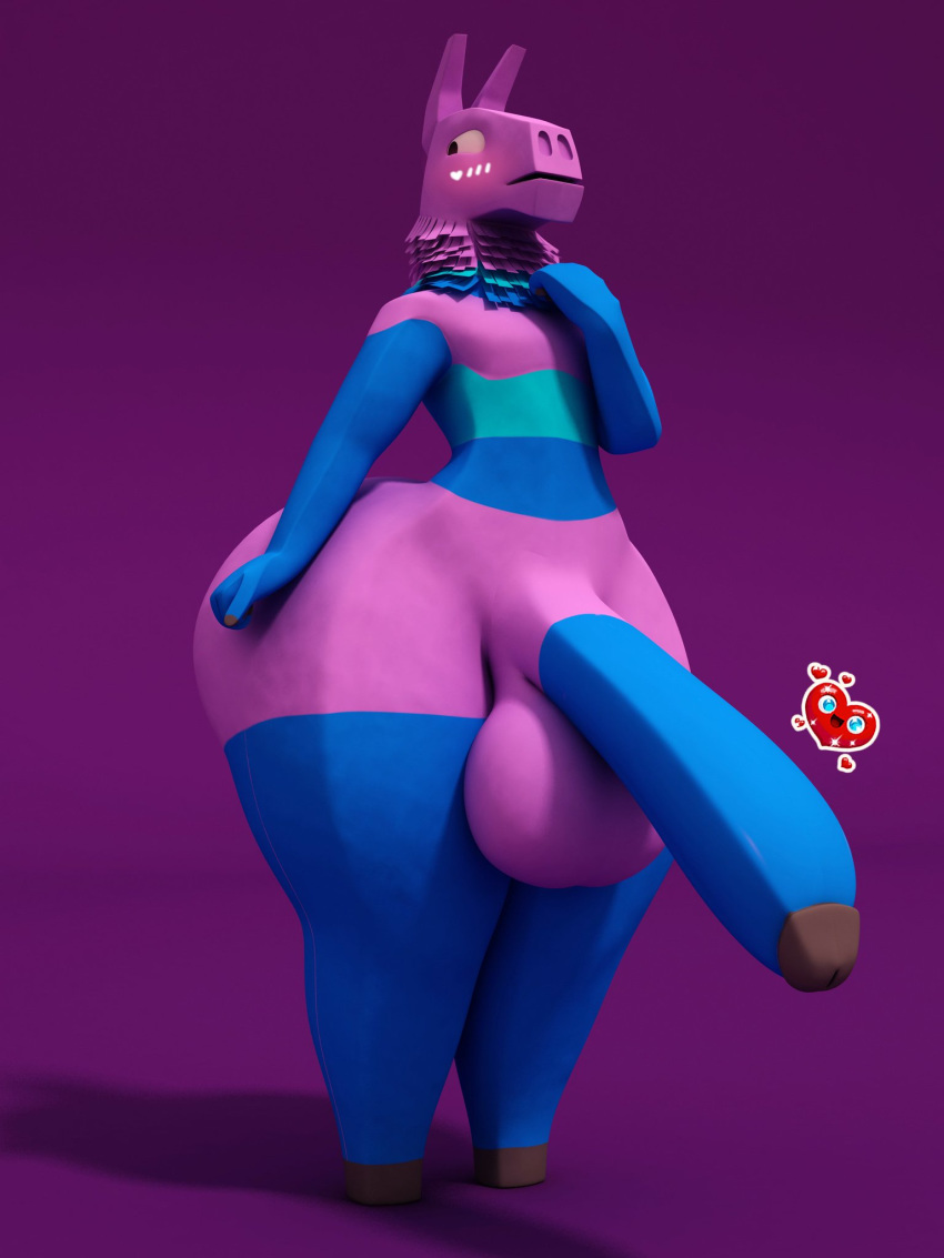 1boy 3d anthro anthroanim anthrofied ass balls big_ass big_balls big_penis blush embarrassed fortnite huge_ass huge_balls huge_penis llama loot_llama male male_only mammal nude penis piñata pinata solo solo_male sticker tagme teapot_(body_type) thick_thighs video_games wide_hips