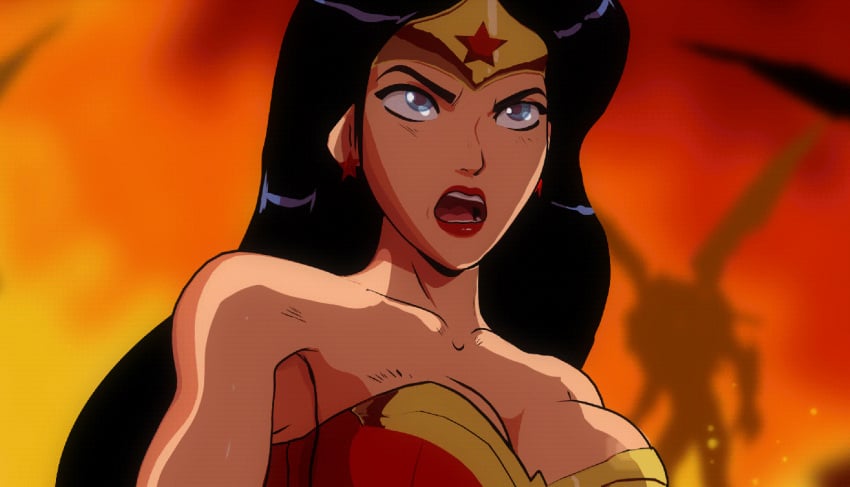 2girls 3d amazonian animated apokolips big_breasts black_hair blue_eyes breasts cartoon_network cleavage crisisbeat darkseid dc dc_comics dcau defeated defeated_heroine diana_prince female female_focus humiliation justice_league justice_league_unlimited kara_danvers kara_zor-el linda_danvers lipstick ripped_clothing supergirl tagme tiara toonami torn_clothes upper_body wonder_woman wonder_woman_(series)