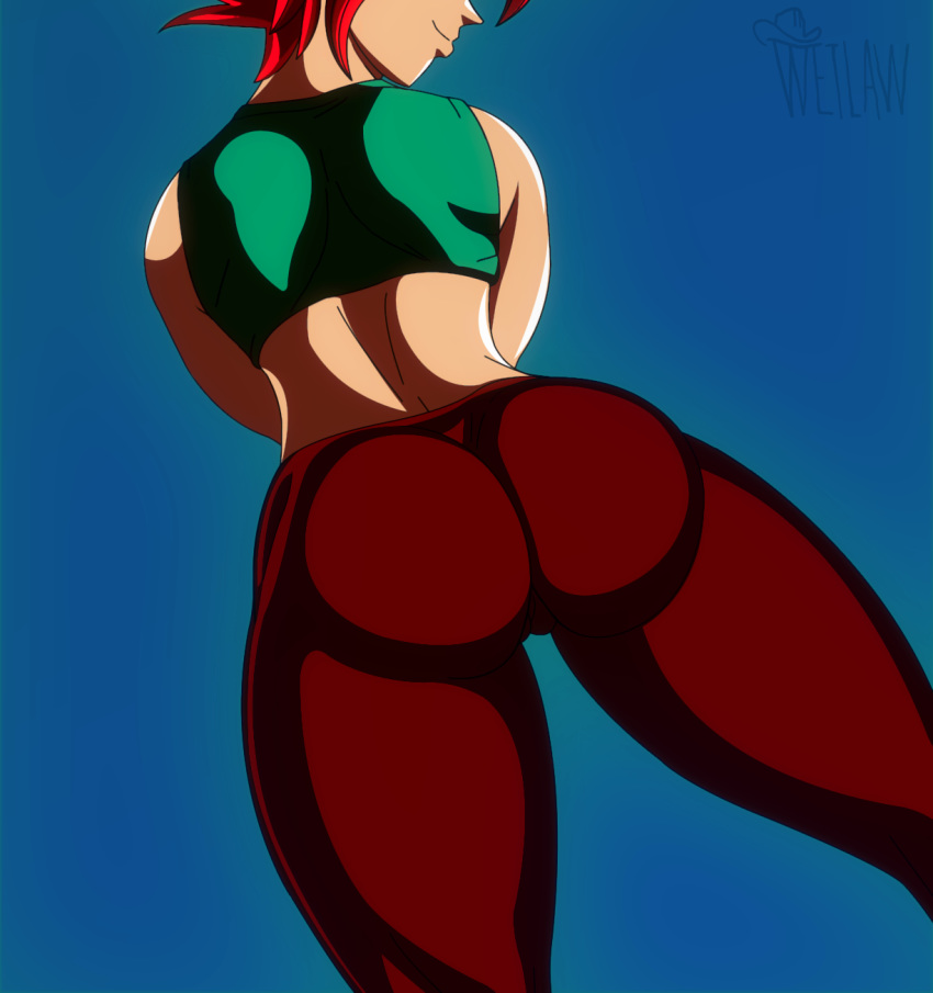 1girls apple_butt artist_name ass ass_focus ass_up back back_muscles back_view backside big_ass big_butt blue_background breasts butt butt_focus cameltoe clothed clothed_female clothes clothing crop_top curvy dat_ass dragon_ball dragon_ball_xenoverse female female_focus female_on_top female_only female_saiyan green_crop_top green_shirt hip_focus hips light-skinned_female light_skin looking_at_viewer looking_back looking_back_at_viewer looking_pleasured original_character pussy red_hair red_pants saiyan shiny shiny_ass shiny_clothes shiny_hair shiny_skin shiny_thighhighs shiny_thighs short_hair smile solo solo_female solo_focus spiky_hair spread_legs suggestive_look super_saiyan super_saiyan_god thick_ass thick_bottom_lip thick_hips thick_legs thick_thighs thigh_gap thigh_highs thighhighs thighs tight_clothing tight_pants tights watermark wetlaw wide_hips