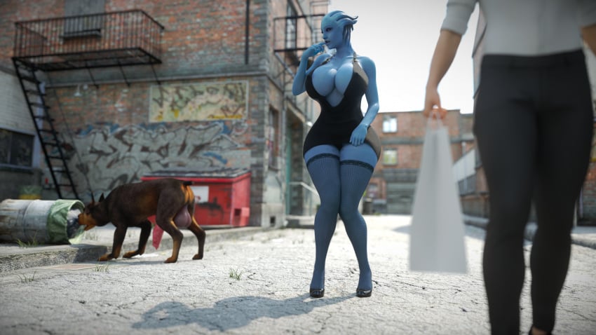 1animal 1girls 2boys 3d animal_genitalia asari big_penis blender breasts canine canine_penis cleavage dog domestic_dog erection female feral horny huge_breasts huge_penis icedev imminent_bestiality imminent_cheating imminent_sex imminent_zoophilia in_heat knot liara_t'soni looking_at_penis male mass_effect penis secretly_loves_it street thick_thighs thighhighs trash_can wet_pussy wide_hips zoophilia