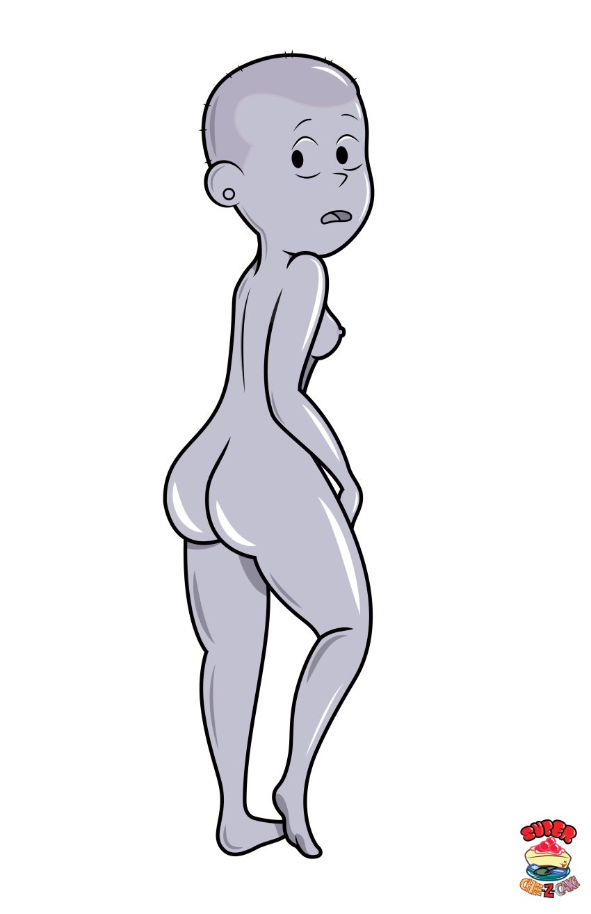 1girls back_view bald big_ass breasts cartoon_network curvy female female_only hbo_max infinity_train lake_(infinity_train) looking_back nude shaved_head shiny_skin sideboob solo_female supercheezcake_(artist) thick_thighs white_background