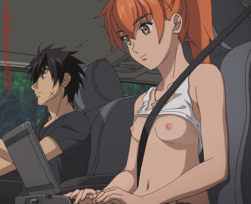 1boy 1girls accurate_art_style edit female full_metal_panic male nobodyman9000 orange_hair small_breasts