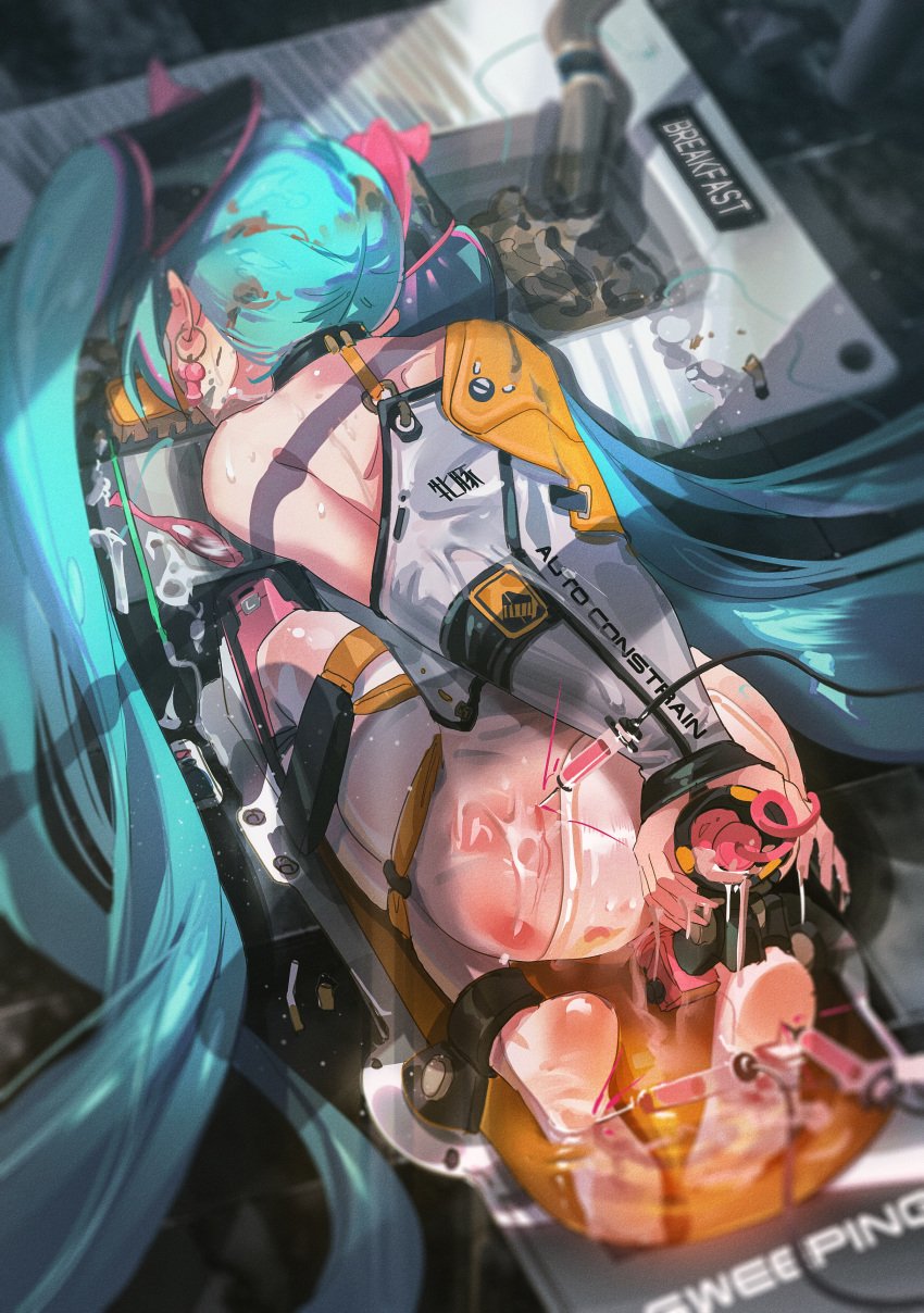 armbinder blue_hair bondage bound female femsub hatsune_miku kvpk5428 stationary_restraints tagme vocaloid