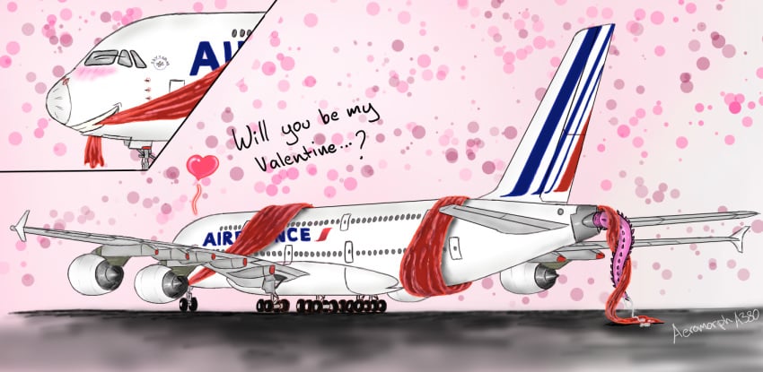 a380 air_france airbus airbus_a380 aircraft blush cheeky dire_aircraft dire_machine dire_vehicle france genitals living_aircraft living_machine living_vehicle machine male no_humans penis ribbons spines valentine's_day vehicle what