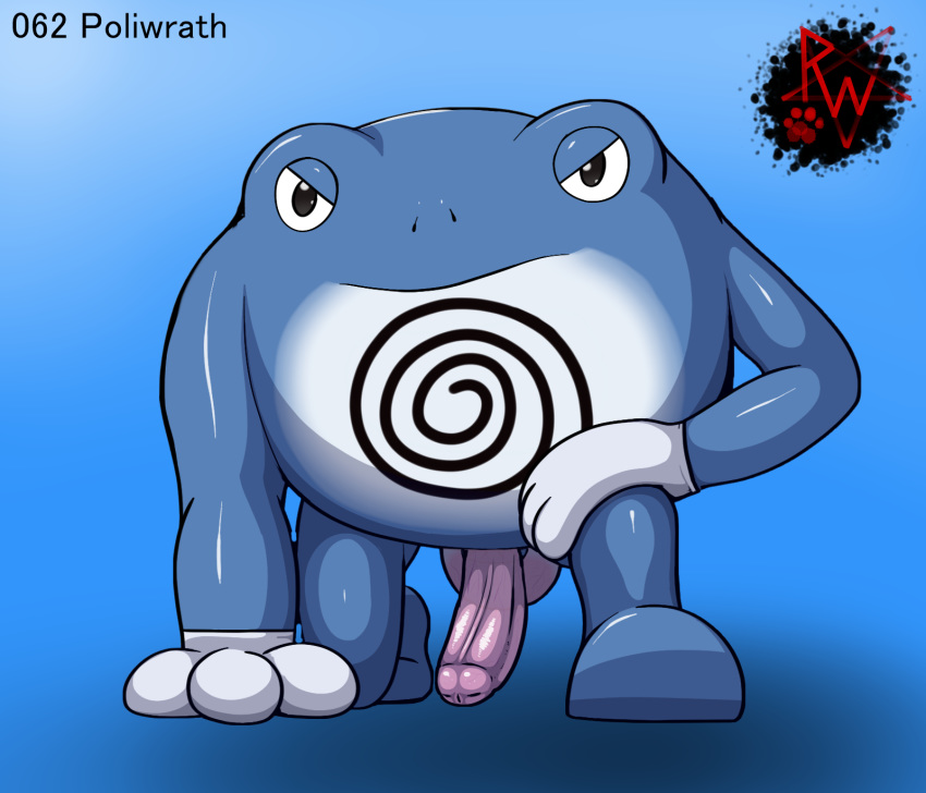 1boy 2020 amphibian animal_genitalia digital_media_(artwork) erection eye_contact feet feral generation_1_pokemon half-closed_eyes hi_res looking_at_viewer male male_only nintendo penis pokémon_(species) pokemon pokemon_rgby poliwrath pose rapistwerewolf simple_background solo testicles text translucent translucent_penis veins video_games watermark