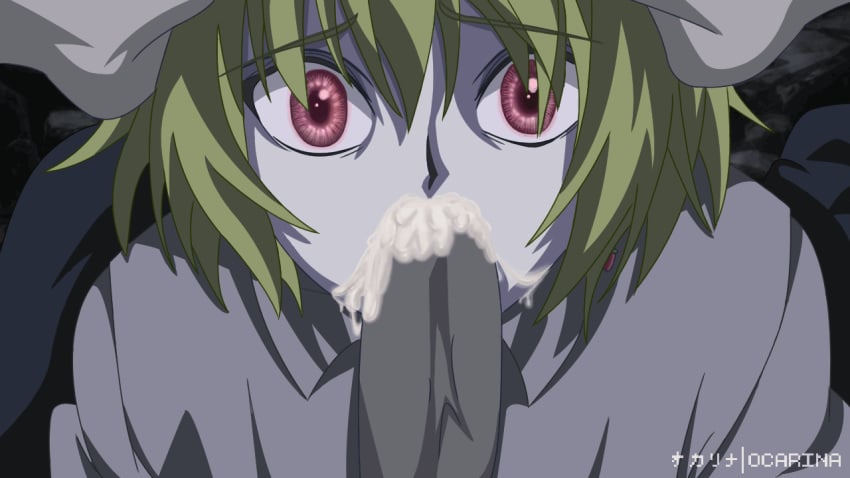 animated blonde_hair blowjob chrollo_lucilfer earrings femboy gay gif head_grab hunter_x_hunter kurapika male ocarinaotw pretty_boy rape red_eyes scarlet_eyes sucking_off traced twink yaoi