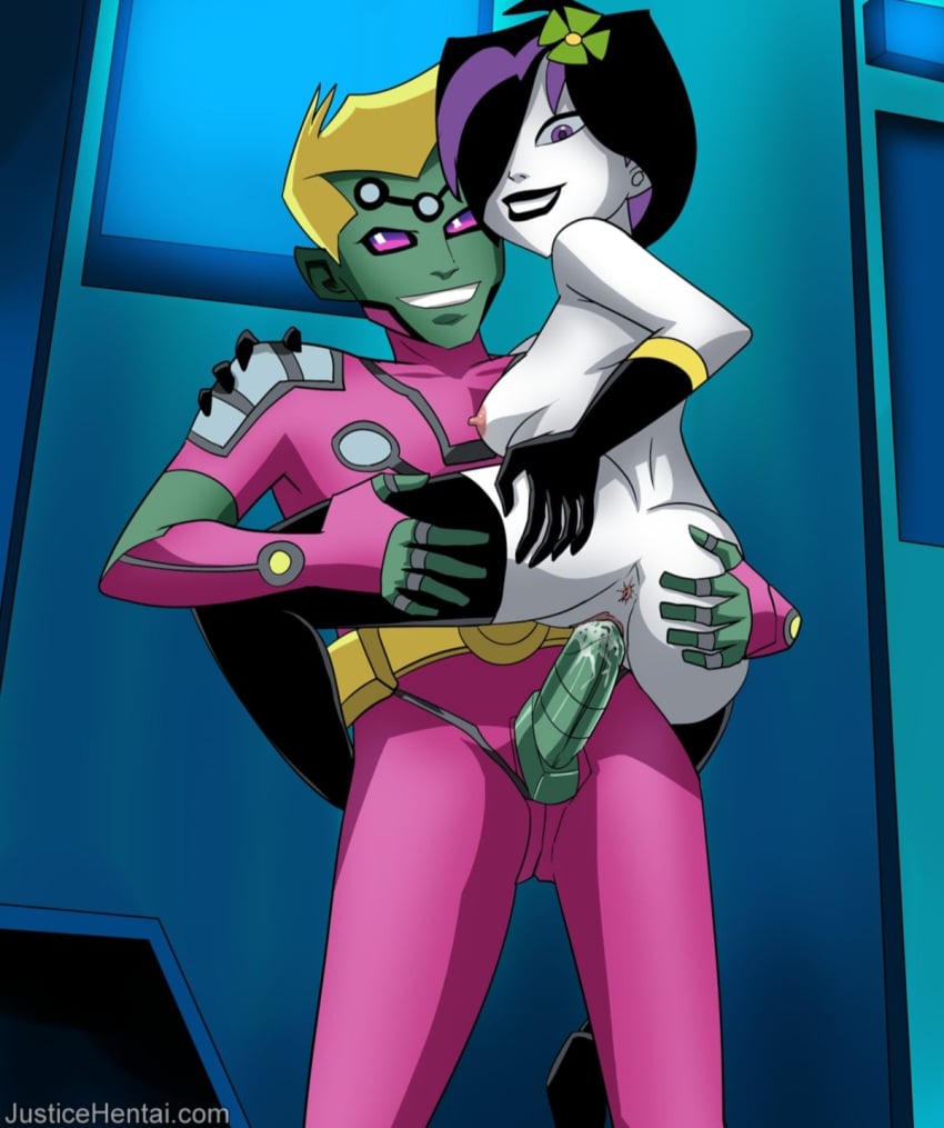 1boy 1boy1girl 1girls alien alien_girl alien_humanoid anus ass ass_grab black_hair black_lipstick blonde_hair brainiac_5 clothed_male_nude_female dc dc_comics dcau female female/male gloves green_skin hair_over_one_eye hand_on_ass justicehentai.com legion_of_superheroes lipstick nipples nude nude_female nudity penis purple_eyes pussy robot_penis sex shrinking_violet sideboob smile socks spread_ass standing_sex straight vagina vaginal_insertion vaginal_penetration vaginal_sex white_skin yellow_hair