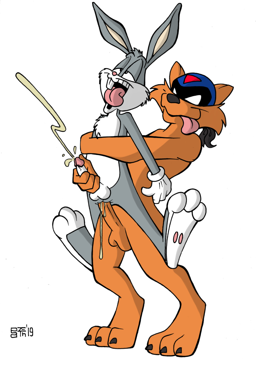 alpha_channel anal anthro bodily_fluids bugs_bunny cum genital_fluids genitals hanna-barbera hi_res humanoid_genitalia humanoid_penis jake_clawson looney_tunes male male/male penis salmacisreptile swat_kats transparent_background warner_brothers