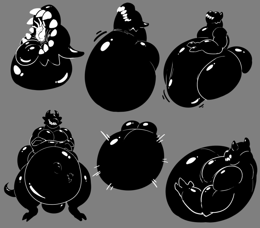 absorption_vore after_vore ambiguous_gender ambiguous_prey anthro anthro_pred balls belial_(kalnareff) belly big_balls big_belly black_body black_skin body_in_mouth crossed_arms demon dragon duo face_imprint faceless_male feet_first furry gaping_mouth genitals glistening glistening_body glistening_skin glistening_tail goo_creature grin hand_imprint hi_res horn human human_prey hybrid kalnareff larger_pred looking_at_viewer male male_pred mammal monochrome moobs neck_bulge nude obese obese_male open_mouth oral_vore overweight overweight_male sequence shadow_creature sharp_teeth smaller_prey smile soft_vore solo_focus standing stomach_bulge swallowing teeth thick_thighs throat tongue tongue_out vore wide_hips