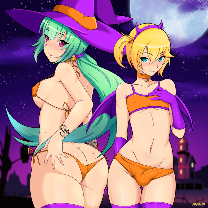 1boy bikini bulge erection_under_clothes female femboy frenxir halloween tagme tank_top trap