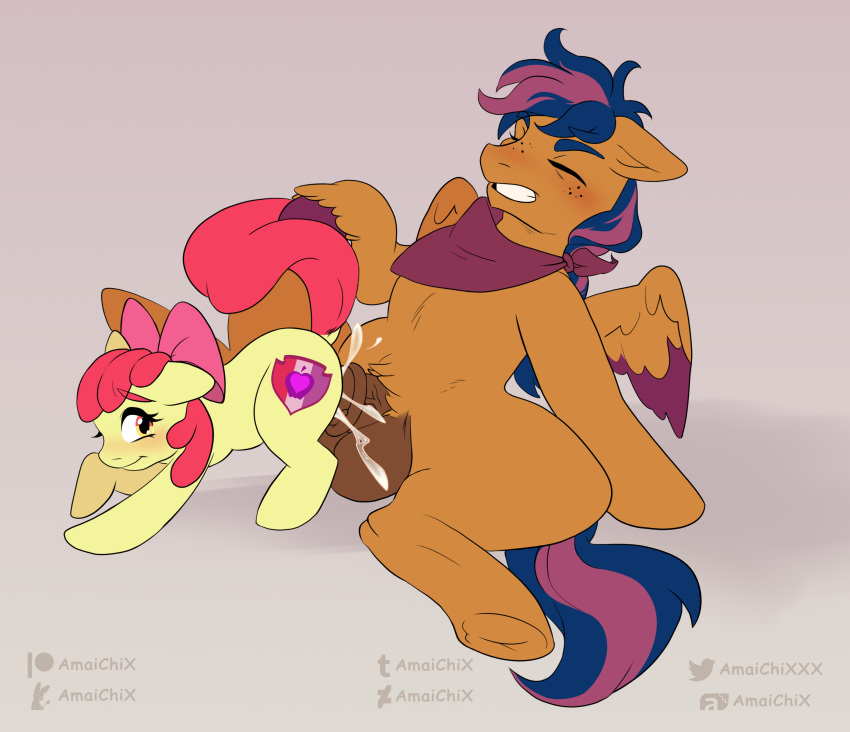 absurd_res age_difference amaichix animal_genitalia animal_penis apple_bloom_(mlp) balls blush bodily_fluids bow closed_eyes cub cum cum_inside cutie_mark deviantart_username duo earth_pony equid equine equine_penis female female_penetrated feral feral_on_feral feral_penetrated feral_penetrating feral_penetrating_feral freckles friendship_is_magic furaffinity_username furry genital_fluids genitals hi_res horse inkbunny_username larger_male looking_back male male_penetrating male_penetrating_female mammal my_little_pony older_male orgasm patreon_username penetration penis pony pterippus raised_tail size_difference smaller_female solar_comet_(oc) straight tumblr_username twitter_username wings young younger_female