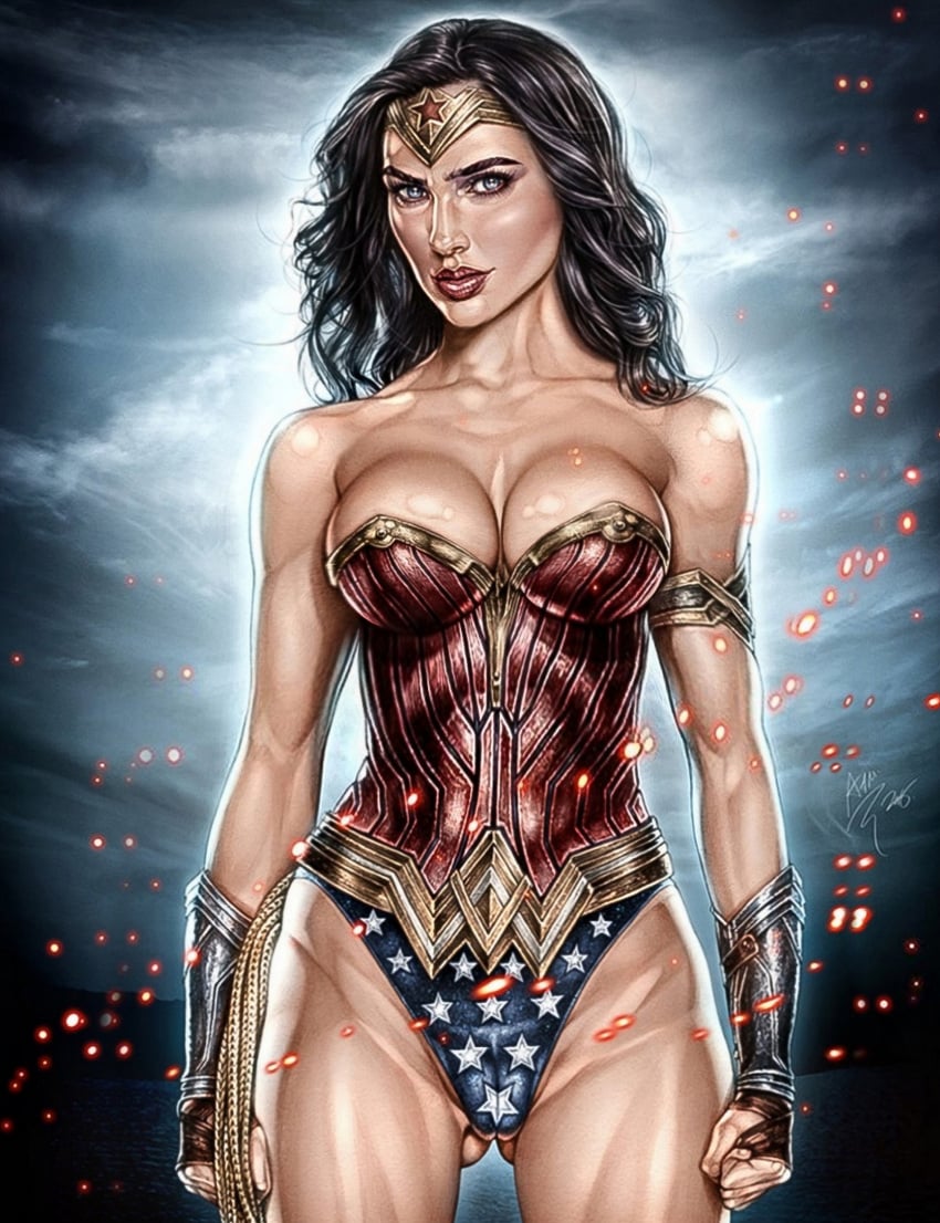 1girls actress armando_huerta armor bare_shoulders batman_v_superman black_hair blue_eyes body_paint bracelet breasts cameltoe celebrity cleavage colored covered_breasts dc_comics dc_extended_universe dceu diana_prince edit erect_nipples eyelashes female female_only fingerless_gloves fit gal_gadot gloves hips huge_breasts jewelry justice_league lasso lasso_of_truth legs long_hair looking_at_viewer medium_breasts nipple_bulge painted_clothes panties pokies pussy real_person realistic solo superheroine thighs tiara wide_hips wonder_woman wonder_woman_(dceu) wonder_woman_(series)