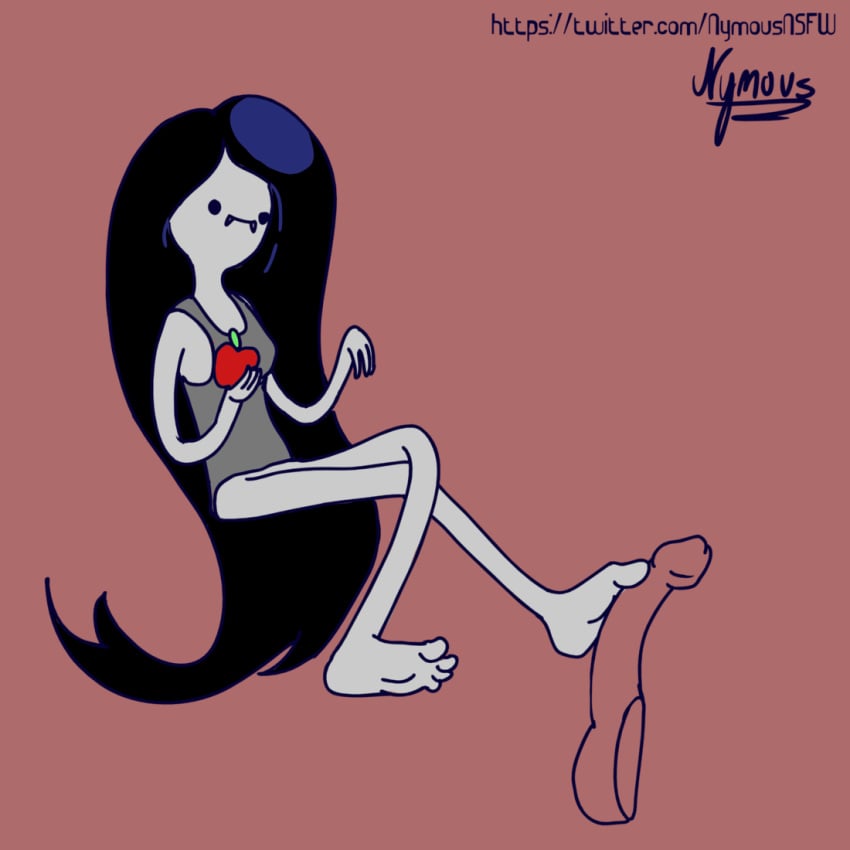 1girls adventure_time animated apple black_hair cum cum_on_feet cum_on_foot cum_on_leg cumshot disembodied_penis eating ejaculation feet female floating foot_fetish foot_focus footjob infinite_cum marceline nymous orgasm smiling soles solo tagme toejob toes vampire