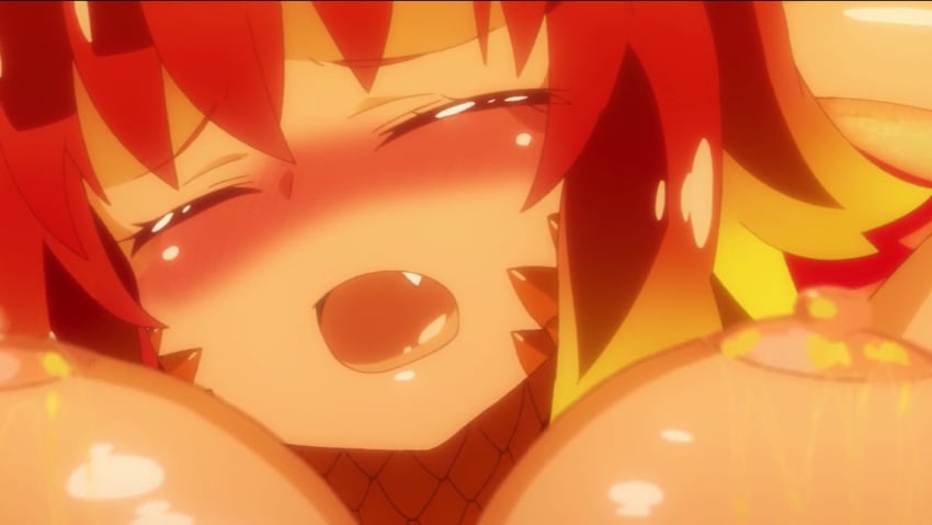 2020 anime_screencap big_breasts blush fangs female ishuzoku_reviewers monster_girl nipples open_mouth passione_(company) reptile salamander salamander_girl screencap screenshot tiaplate