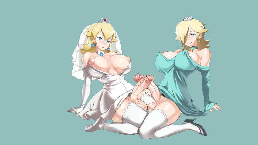 16:9 2futas balls big_breasts breasts bridal_gown bridal_veil busty crown cum futa_bride futa_with_futa futanari madkaiser mario_(series) nintendo nipples penis penises_touching princess_peach princess_rosalina stockings super_mario_galaxy super_mario_odyssey testicles voluptuous wallpaper wedding_attire wedding_dress wedding_peach_(super_mario_odyssey) wedding_veil