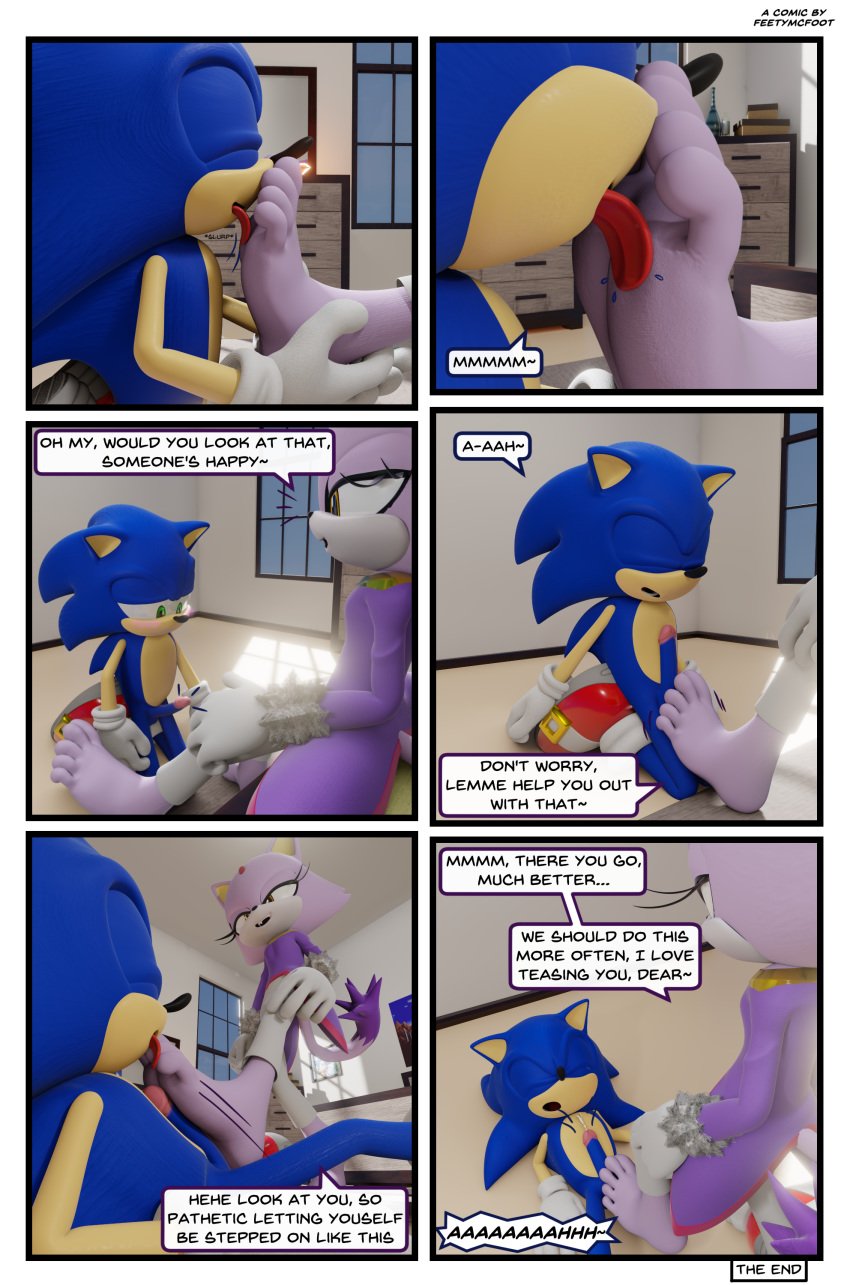 1boy 1girls 3d blaze_the_cat comic comic_page end_page english_text feet feetymcfoot foot_fetish foot_lick foot_worship footjob furry sonic_(series) sonic_the_hedgehog source_request