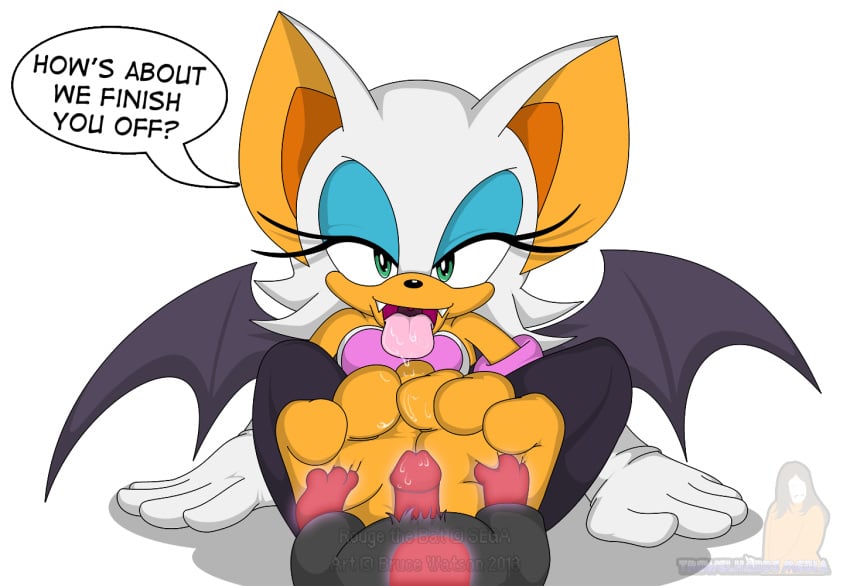 1boy 1girls feet foot_fetish footjob furry interspecies pov rouge_the_bat sonic_(series) source_request text trowelhands