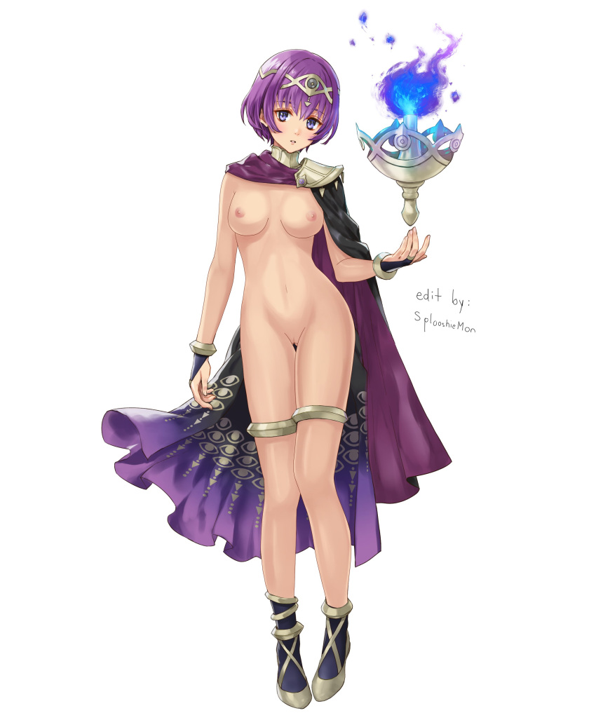 1girls alternate_costume blue_eyes breasts cape commission completely_nude edit female female_only fire fire_emblem fire_emblem:_new_mystery_of_the_emblem fire_emblem_heroes katarina_(fire_emblem) katarina_(plegian)_(fire_emblem) levitation magic medium_breasts naked_cape nintendo nipples nude nude_edit nude_female official_alternate_costume plegian purple_hair short_hair solo splooshiemon