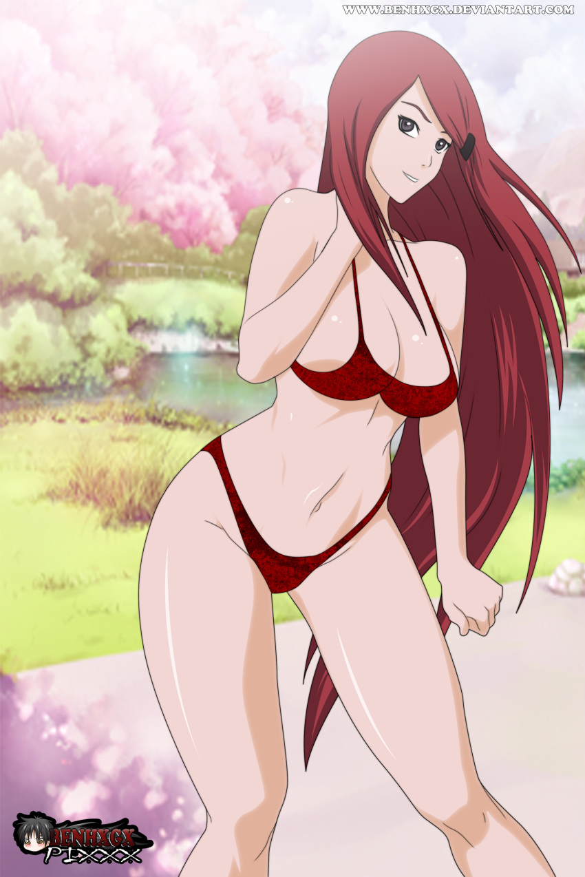 1girls benhxgx bikini curvy female large_breasts naruto red_hair solo uzumaki_kushina