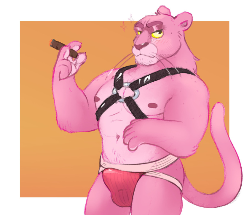 1boy anthro bara bulge jockstrap male male_only muscular_male panther penis_outline pink_panther pink_panther_(series) schmorges solo solo_male underwear