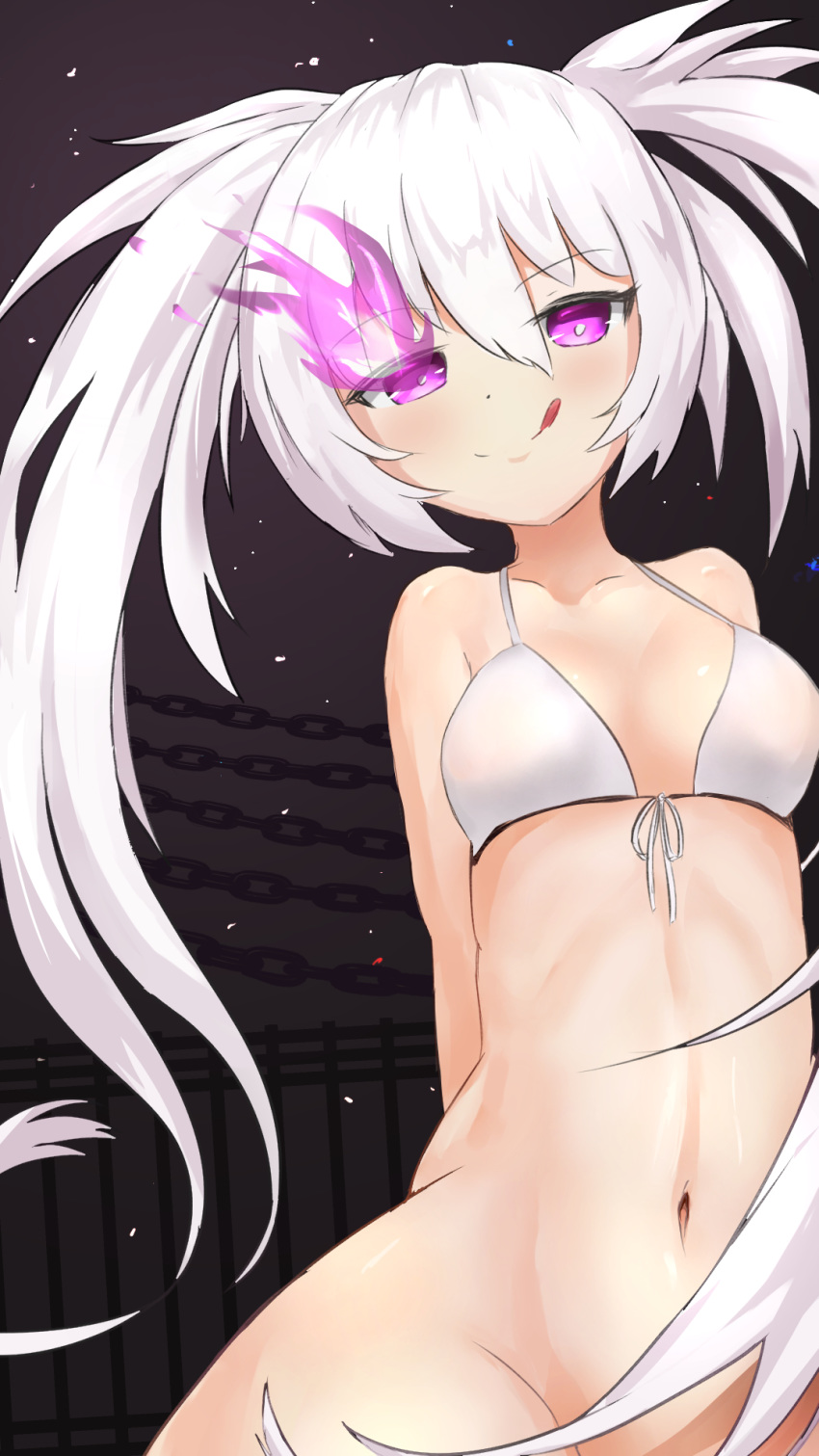 1girls black_rock_shooter purple_eyes white_hair white_rock_shooter