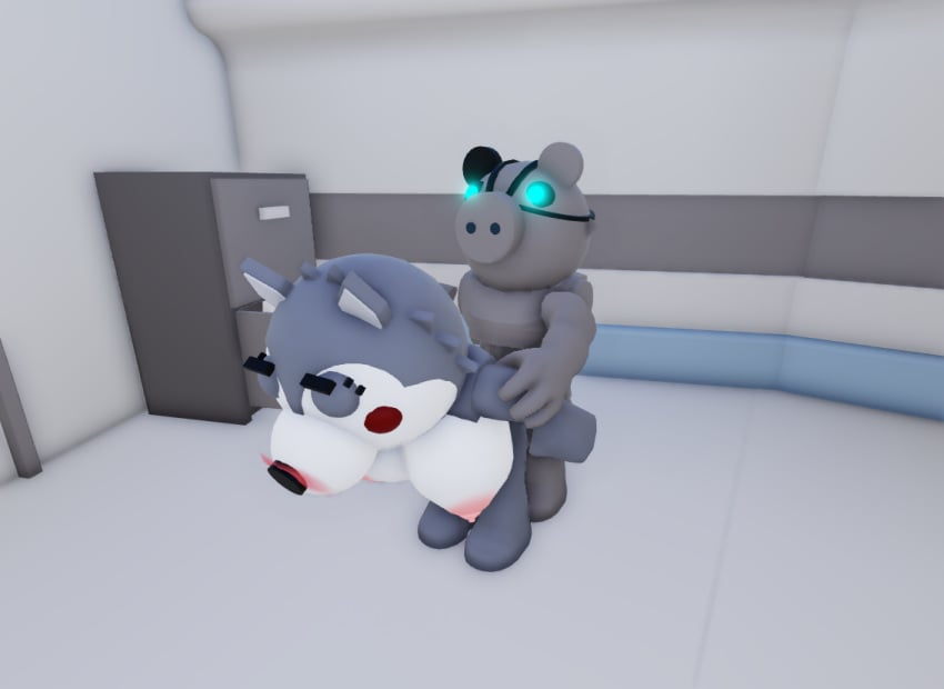 1girls 1robot 3d adorablebunny17 big_breasts big_penis blush blushing breasts breasts_out eyes_closed female furry furry_female piggy_(game) robby_(piggy) roblox roblox_game rubbing_pussy sex willow_(piggy)